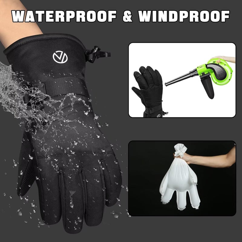 INPAKO Snow Gloves, Waterproof Warm Ski Gloves Thermal for Winter, Fit Both Men & Women, Gift for Parent Child - Image 3